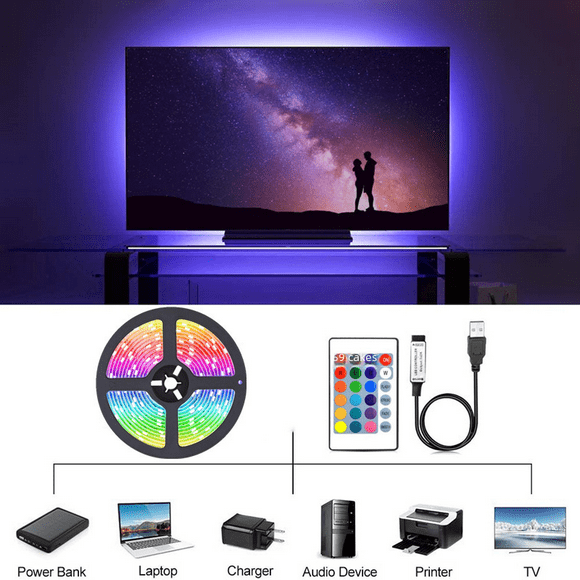 Tira de luz LED Tira de luz RGB Tira de luz de bajo voltaje de 5 V Tira de luz LED Autoadhesiva USB Tira de luz de ambiente de fondo de TV