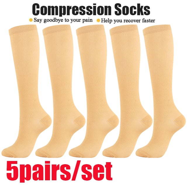 5 Pairs Compression Socks for Men Women Wide Calf Circulation Knee