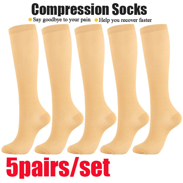 5 Pairs Women Comfortable Compression Socks Support Knee Sock - Walmart.com