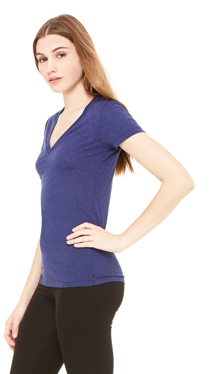 Women's Triblend Short-Sleeve Deep V-Neck T-Shirt