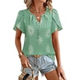 thumbnail image 2 of Womens Summer Boho Blouse Short Sleeve Button Down Floral Top Casual Business Work Shirt Fashion Beach Vacation Tops, 2 of 6