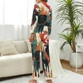 thumbnail image 2 of Colorful Christmas Deer Women's Long Sleeve Flannel Pajama Set Sleepwear S, 2 of 5
