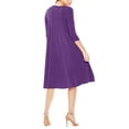 thumbnail image 3 of Women's Plus Size Round Neck 3/4 Sleeves Solid A-Line Midi Dress, 3 of 4