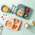 thumbnail image 2 of Opolski 4Pcs/Set Children Tableware Anti-hot Dinosaur Pattern Eco-friendly Kids Feeding Dishes Set for Home, 2 of 8