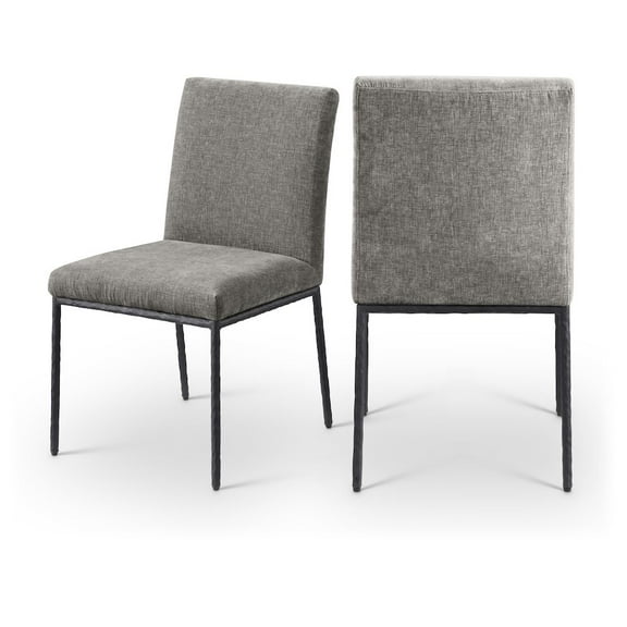 Meridian Furniture Reeves Grey Chenille Fabric Dining Side Chair (Set of 2)