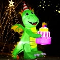 thumbnail image 4 of DomKom 6 ft Prelit Birthday Dinosaur Cake Yard Inflatable Decorations, 4 of 8