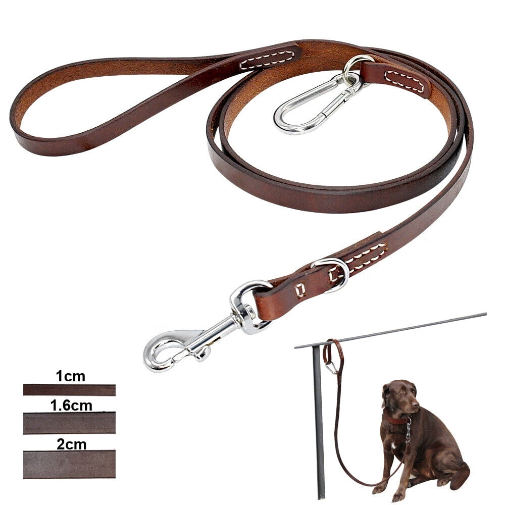 Didog 5/6ft Genuine Leather Dog Leash Heavy Duty Walking Training Lead for Medium Large Dogs
