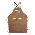 thumbnail image 2 of YAOMOBB Vintage Haircut Chef Apron Work Apron with Pocket Design Comfortable Faux Leather Shoulder Strap Good Air Permeability for Classifying Small Items, 2 of 7