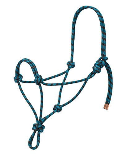 Weaver Leather Diamond Braid Rope Halter and Lead Black/Hurricane Blue 