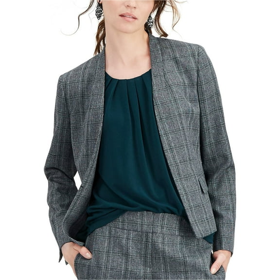 Kasper Womens Stand Collar Blazer Jacket, Grey, 16