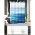 thumbnail image 6 of No Hook Shower Curtain with Snap in Liner,Abstract Minimalism Blue Ocean Waves Waterproof Bath Curtain Double Layers with See Through Top Window,Aqua Theme Hotel Shower Curtains 60x72in, 6 of 9