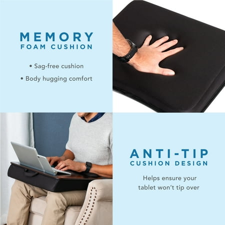 LapGear - Smart-e Pro Memory Foam Lap Desk for 17.3" Laptop or Tablet - Silver Carbon
