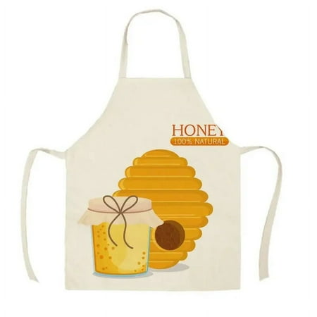 

1Pcs Kitchen Natural Honey Moon Bee Apron Sleeveless Cotton Linen Aprons for Men Women Home Cleaning Tools Tablier Delantal