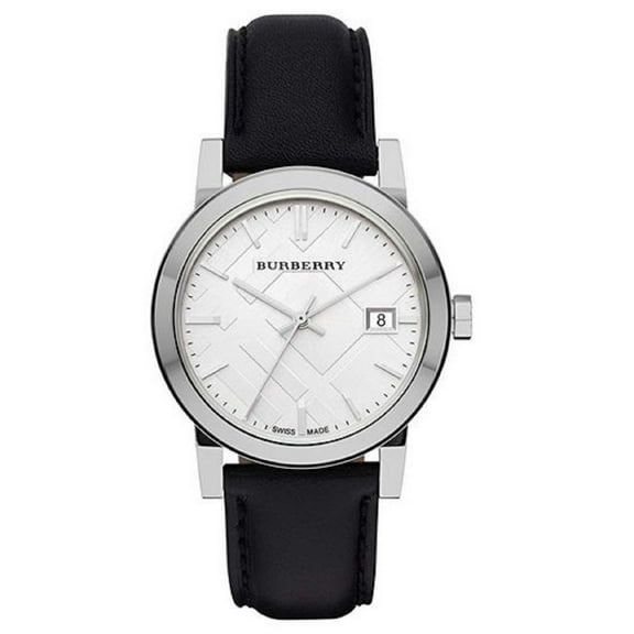 Burberry BU9106 Large Check Black Leather Strap Watch