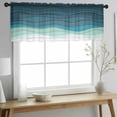 thumbnail image 2 of Teal Ocean Valance Curtains for Kitchen/Living Room/Bathroom/Bedroom Window, Rod Pocket Small Topper Half Short Window Curtains Voile Sheer Scarf, Coastal Sea Moire Waves Abstract Ombre Art 54"x18", 2 of 8