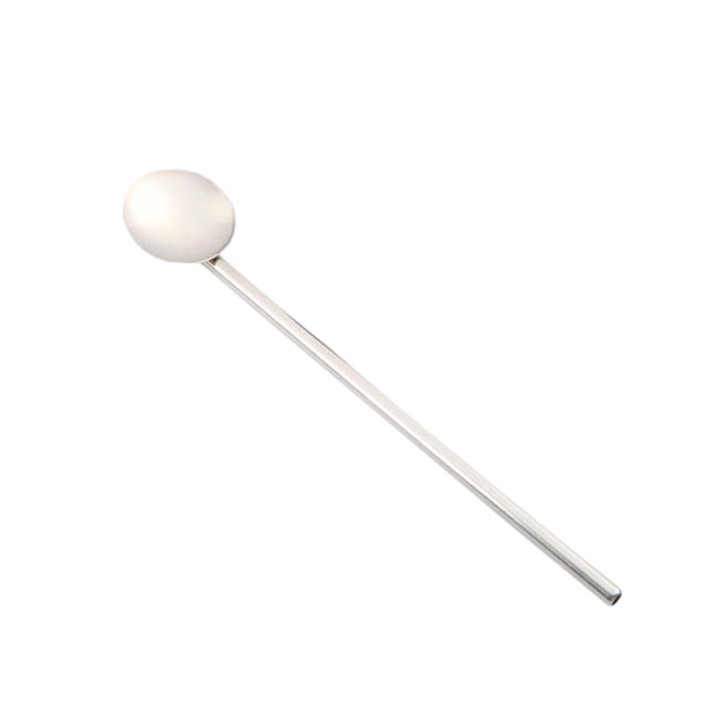 304 Stainless Steel Strring Spoon Straw Round Spoon Head Drinking Spoon for Coffee Cocktail Smoothie (Silver)