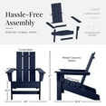 thumbnail image 5 of DuroGreen Aria Adirondack Chair Set Made With All-Weather Tangentwood, 2 Chairs, 1 Side Table, Oversized, High End Patio Furniture for Porch, Lawn, Deck, No Maintenance, Made in the USA, Navy, 5 of 7