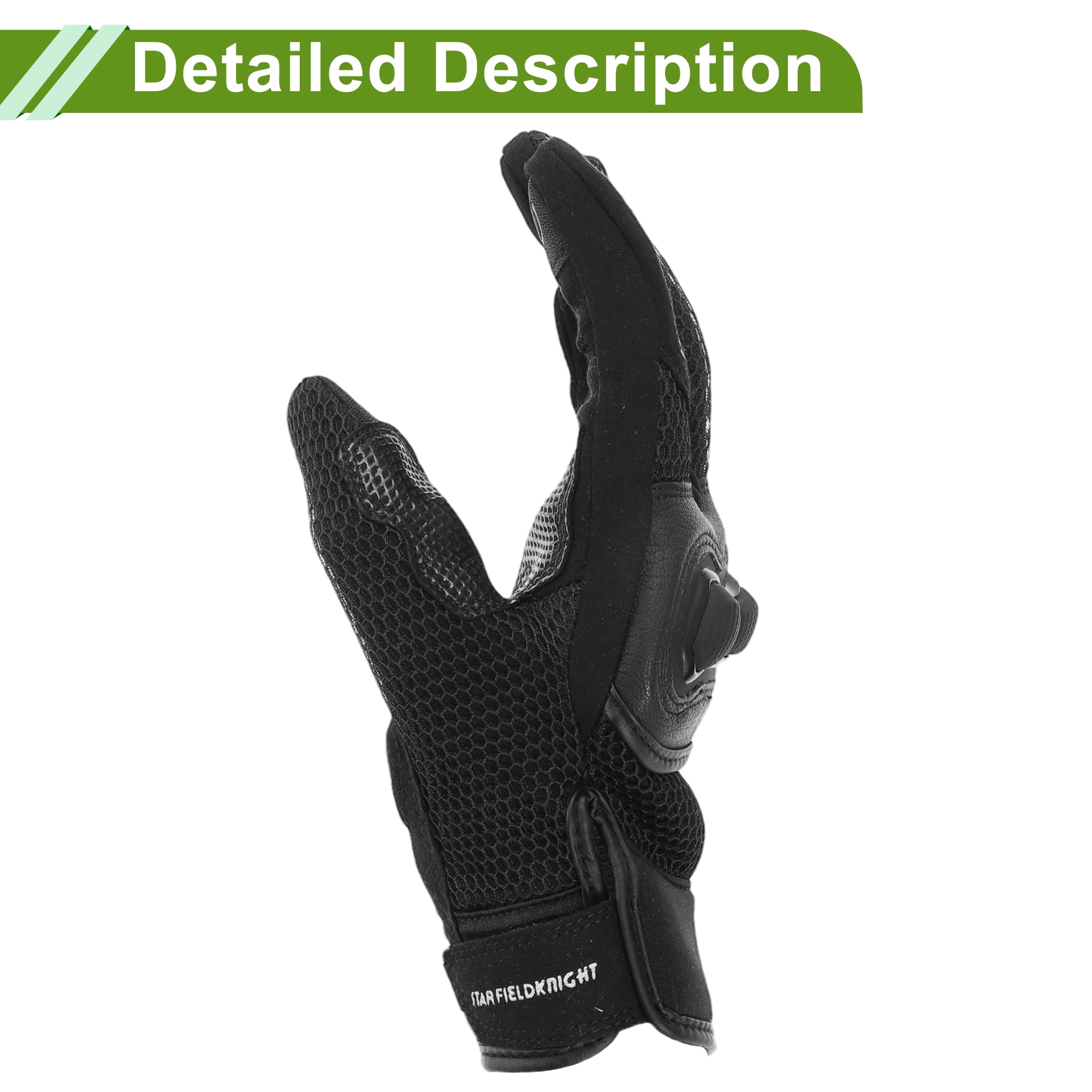 Unique Bargains S Motorcycle Gloves Breathable Full Finger Gloves Leather Outdoor Gloves Black 1 Pair