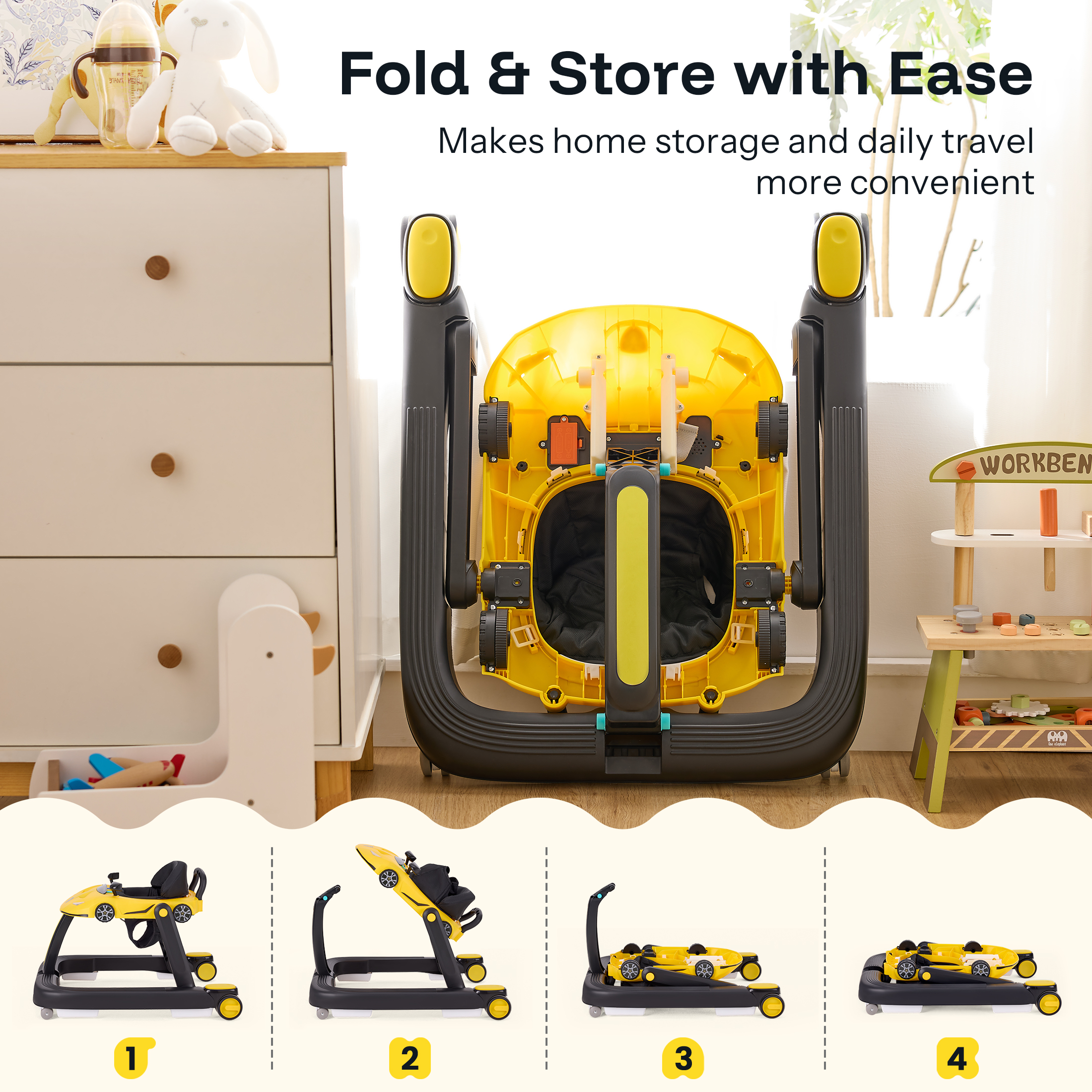 HARPPA Adjustable Baby Walker, Yellow photo 5