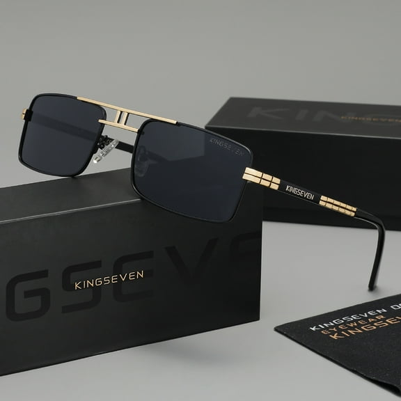 KINGSEVEN Rectangle Alloy Frame Sunglasses Polarized UV400 Vintage Men's Glasses