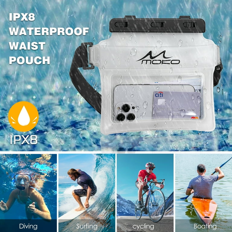 MoKo Waterproof Phone Pouch Fanny Pack Floating Dry Bag Compatible with iPhone 14 13 12 11 Pro Max X Xr Xs Max Galaxy S21 Ultra S9 Note 10 Plus