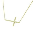 thumbnail image 2 of 925 Sterling Silver Yellow Gold-Tone Sideways Cross CZ Pendant Necklace, 2 of 2