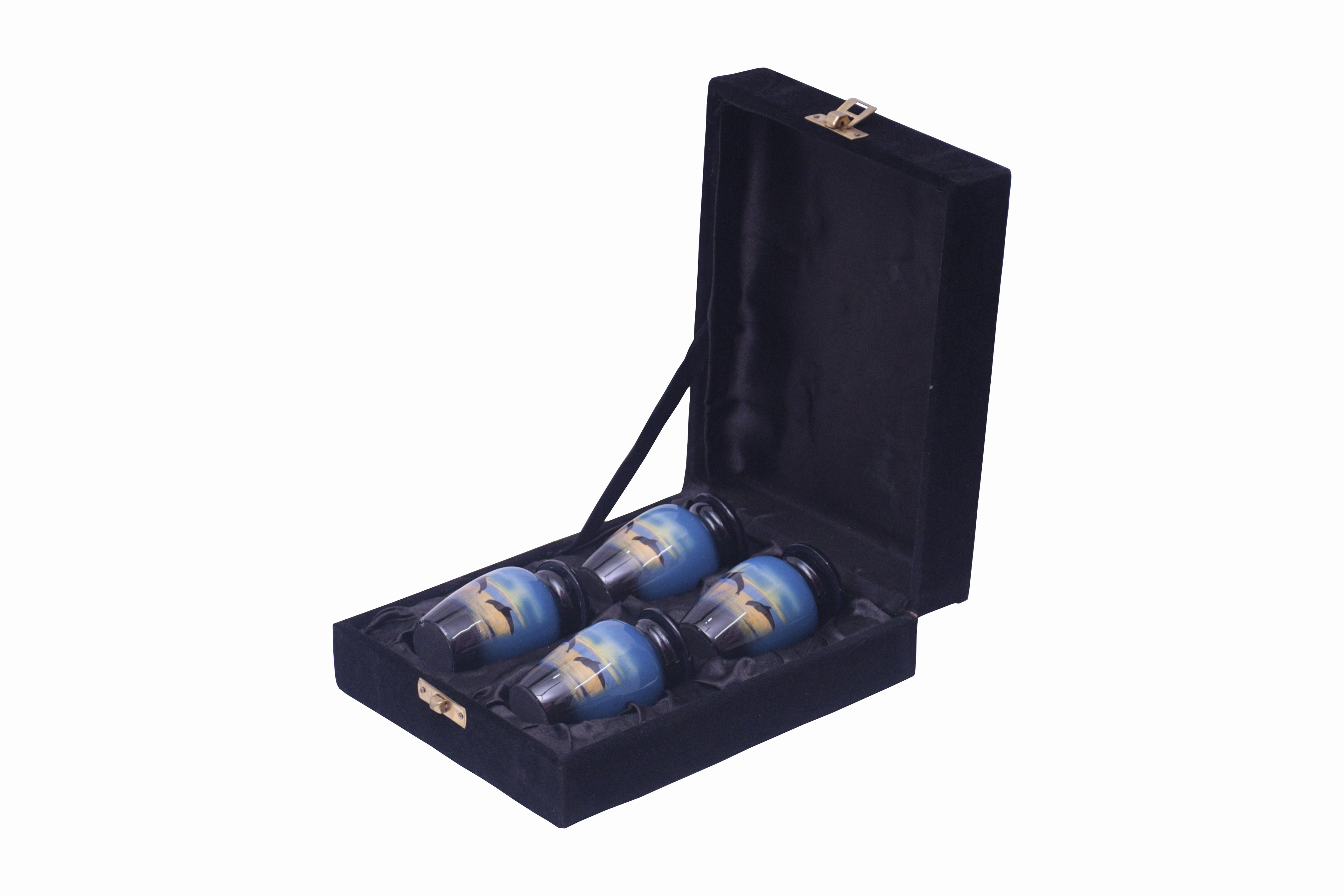 World Bazaar Dolphins Funeral Cremation Urn Large Burial Urn for Human Ashes Adult Memorial urn Large Size with Velvet Bag, Multicolor, (4 Keepsake Urns)