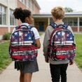 thumbnail image 3 of SCRAWLGOD July 4th Independence Day Vintage American Flag Pattern 17 Inch Backpack for School, 600D Polyester Daypack with Padded Straps, Portable Knapsack Lightweight Laptop Backpack, 3 of 7