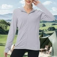 thumbnail image 5 of YDFCWXW Womens Sun Protection Jacket Hoodie UPF 50+ Long Sleeve Zip Up Sun Shirt Clothing Lightweight Outdoor Athletic Jacket Light Gray, XXL, 5 of 8