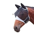 thumbnail image 1 of Máscara contra moscas de caballo con cubierta para las orejas, protección UV, máscara contra moscas para caballos con cubierta para los ojos, red negra, protector solar equino, paseo tranqui, 1 of 5