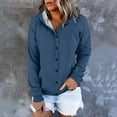 thumbnail image 2 of Duoif Women's Hoodies, Women's Long Sleeve Cardigan - Casual Button Pocket Design Womens Sweatshirt Blue XS, 2 of 8