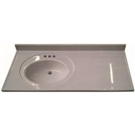 BATHROOM VANITY TOP WITH LEFT RECESSED BOWL CULTURED MARBLE SOLID WHITE 22X37
