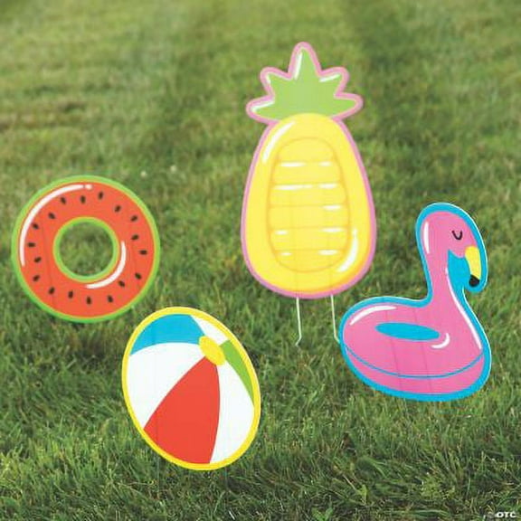 Pool Party Yard Signs, Birthday, Party Decor, 4 Pieces
