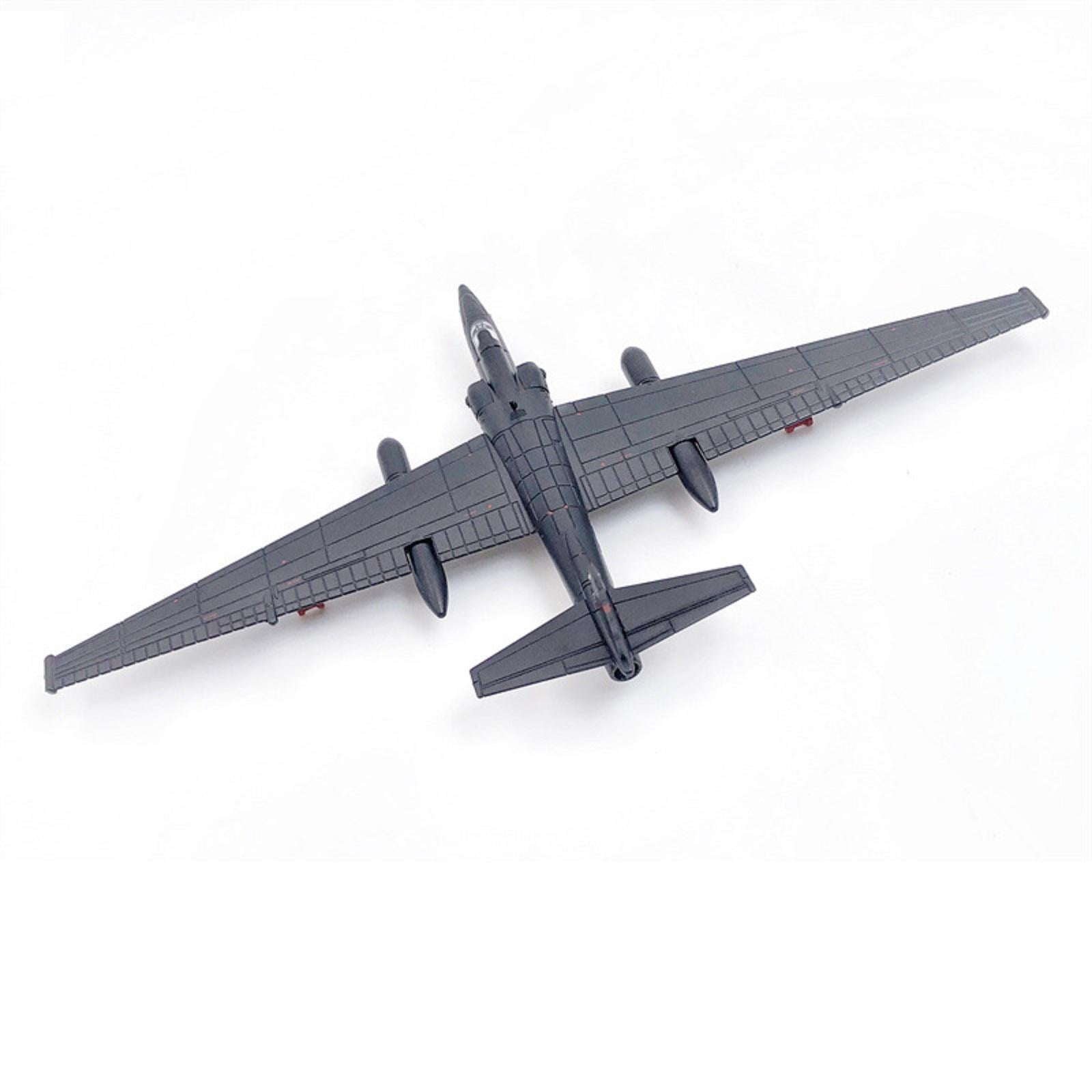 NATEFEMIN U2 Airplane Reconnaissance Diecast Model 1/144 Black with Stand Aviation Souvenir Collectible for Model Plane Collectors
