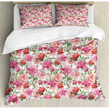 Shabby Chic Duvet Cover Set Summer Spring Garden Flowers With