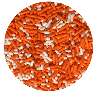Sprinkle Deco® Orange and White Cake Pop Cookie Cupcake Cakes Semi-Sweet Edible Confetti Decorations Sprinkles Desert Jimmies Toppers