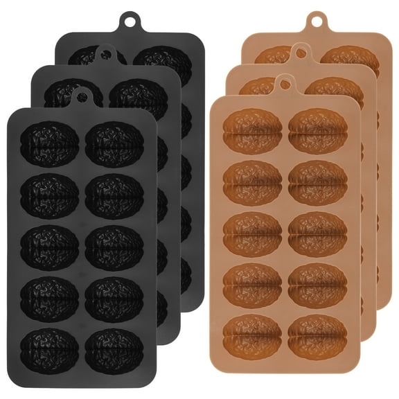 6Pcs Brain Chocolate Molds Silicone Brain Candy Mold Halloween Chocolate Molds Dishwasher Safe for Candy Gummy Cake Cupcake Decor