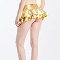 thumbnail image 6 of Women's High Waist Solid Role Play Pleated Mini Skirt Ruffle Lingerie Super Short Skirts Shiny Flared A-Line Skirt Wyongtao Clearance Under $10.00, 6 of 7