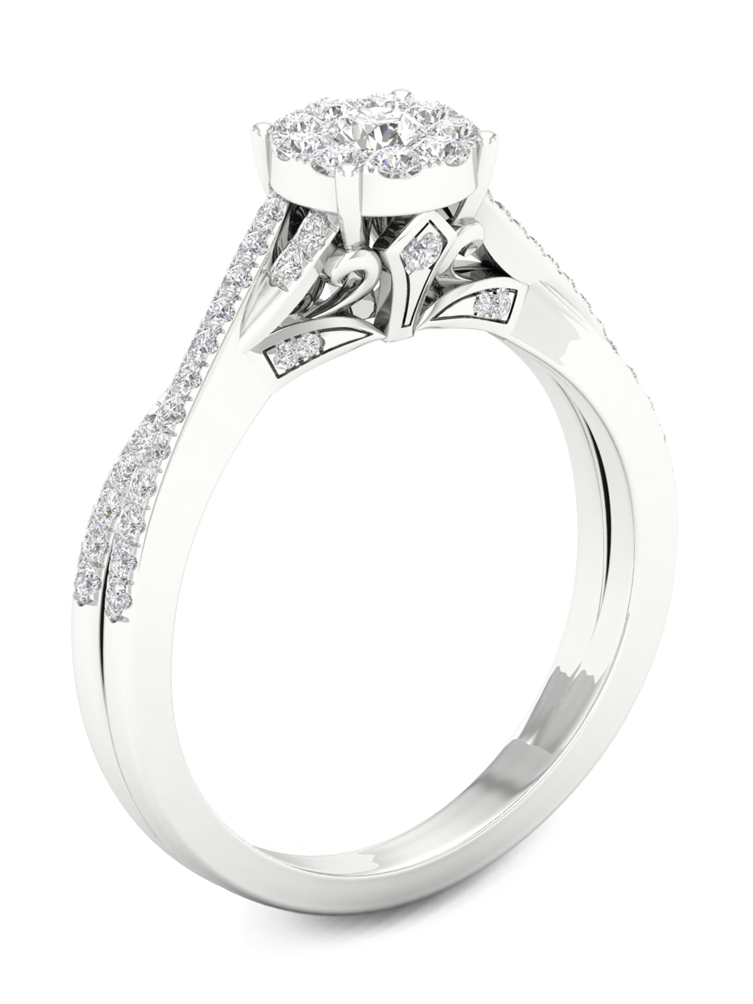 1/2 Carat T.W. Diamond 10kt White Gold Criss Cross Engagement Ring