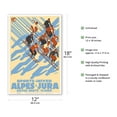 thumbnail image 2 of Swiss Alpes and Jura Mountains - Winter Ski Sports - Paris-Lyon-Mediterrannee (PLM) - Vintage Railroad Travel Poster by Éric de Coulon c.1932 - Master Art Print (Unframed) 12in x 18in, 2 of 4