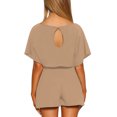 thumbnail image 3 of Women's Casual Boat Neck Rompers Loose Short Sleeve Jumpsuit High Waist Belted One Piece Playsuit Size XS-2XL, 3 of 7