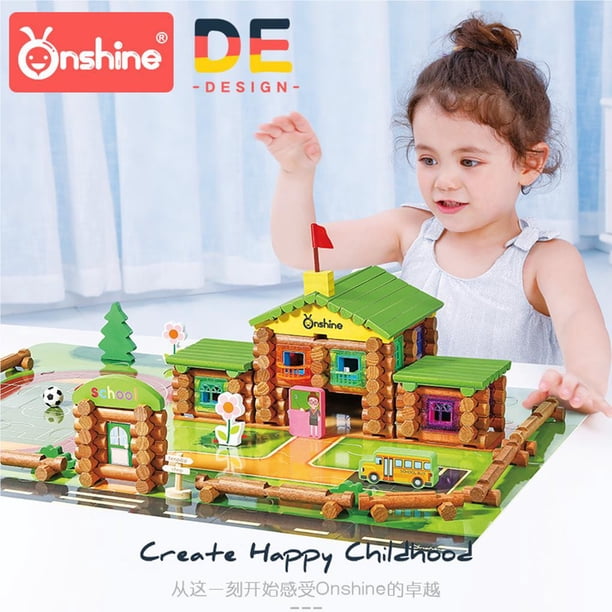 Juego De Troncos De Cabina De Madera De 90 Piezas Habilidad Manual Cultivo Construcción De Troncos Juguete Educación Temprana Granja Casa Construcción Juguetes Educativos Para Niños Noticed FN002549-00