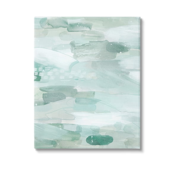 Stupell Industries Horizontal Green Strokes Abstract Painting Gallery Wrapped Canvas Art Print Wall Art, 16 x 20