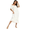 thumbnail image 3 of Women's Vintage Victorian Nightgown Short Sleeve Sheer Flare Hem Sleepwear,Off Shoulder Pajamas Dress Super Soft Nightwear Full Slip A-line Loose Lounge Dress,Summer Nightwear,S-XXL White, 3 of 7