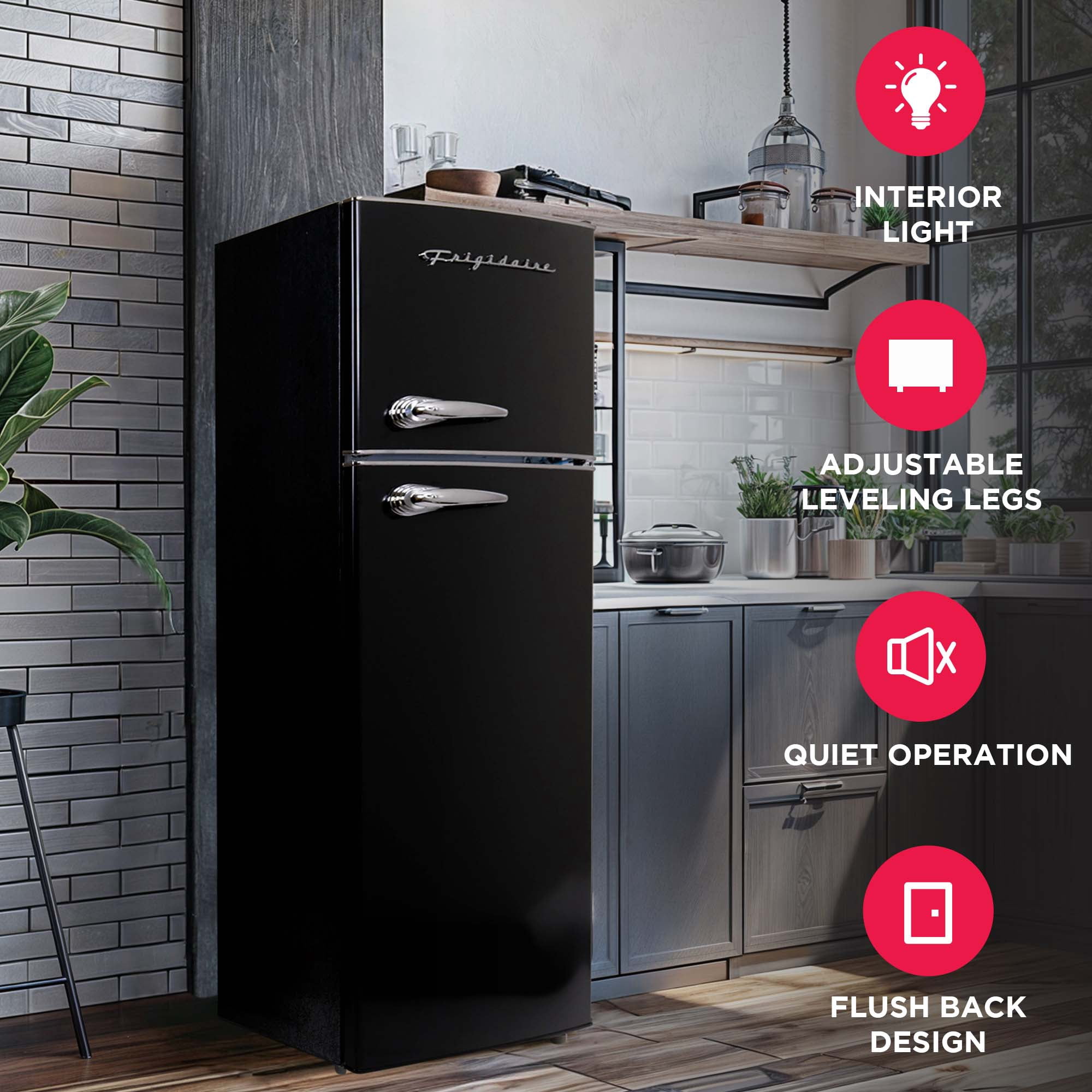Frigidaire 7.5 Cu. ft. Top Mount Retro Refrigerator, Apartment-Size Fridge in Black
