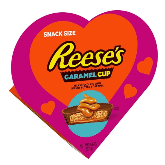REESE'S Caramel Milk Chocolate Cups, Valentine's Candy Gift Box, 6.6 oz (1 Pack)<<