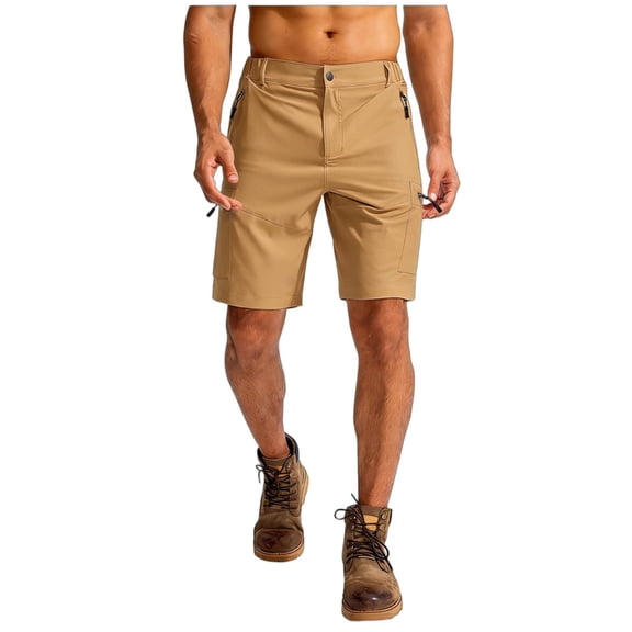 Nestiefly Golf Shorts for Men Lightweight Water-Resistant Flat Front Flex Solid Casual Mens Dress Shorts with Pockets Camel L