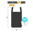 thumbnail image 2 of Pack of 500 Black Plastic Bags 12 x 7 x 23. Plain Carry-Out T-Shirt Bags 12x7x23. Thickness 0.6 mil. Unprinted Shopping Bags. Handled Polyethylene Bags for Retail Shopping, Groceries, Clothes., 2 of 7