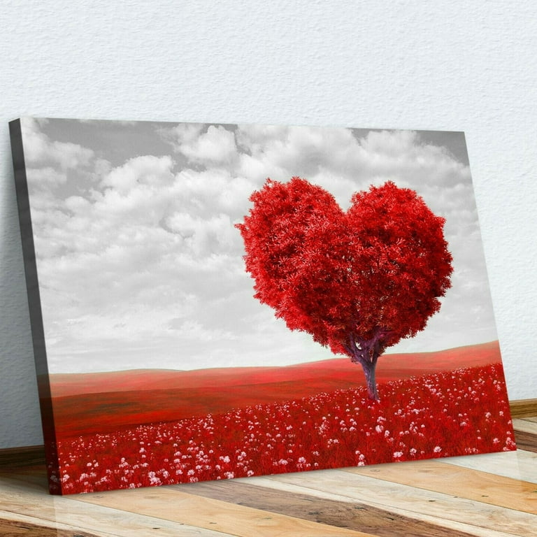 Pompotops HD Canvas Valentine s Day Pictorial Love Heart Painting Core 40x60CM On Clearance