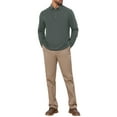 thumbnail image 2 of INSPIRE CHIC Men's Classic Solid Color Long Sleeves Basic Golf Polo T-Shirts L Gray, 2 of 6